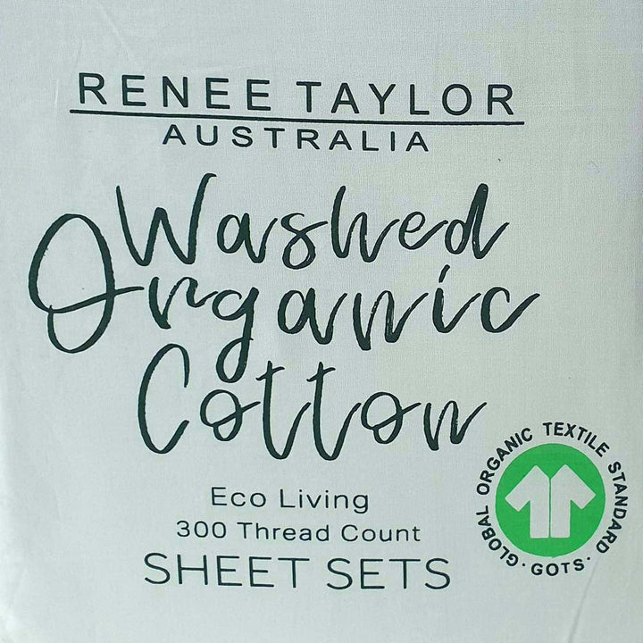 100% Organic Cotton Percale Sheet Set 300TC Sage | Queen Bed