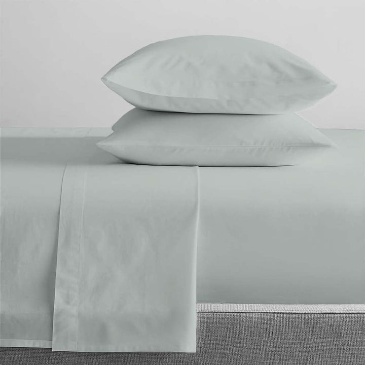 100% Organic Cotton Percale Sheet Set 300TC Sage | Queen Bed
