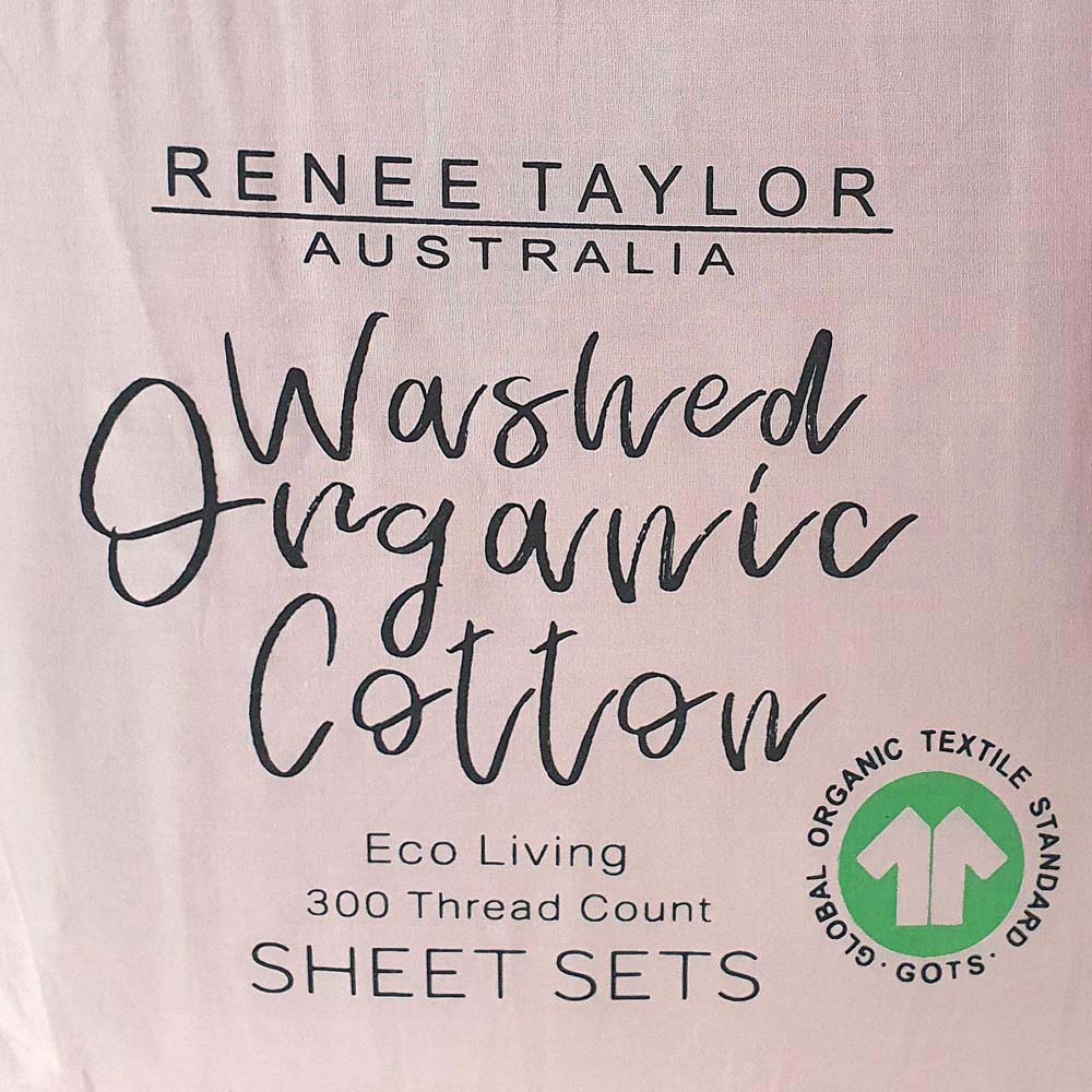 100% Organic Cotton Percale Sheet Set 300TC Sepia Rose | Split Queen Bed