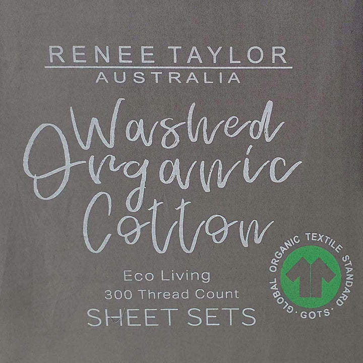100% Organic Cotton Percale Sheet Set 300TC Steel Grey | Split King
