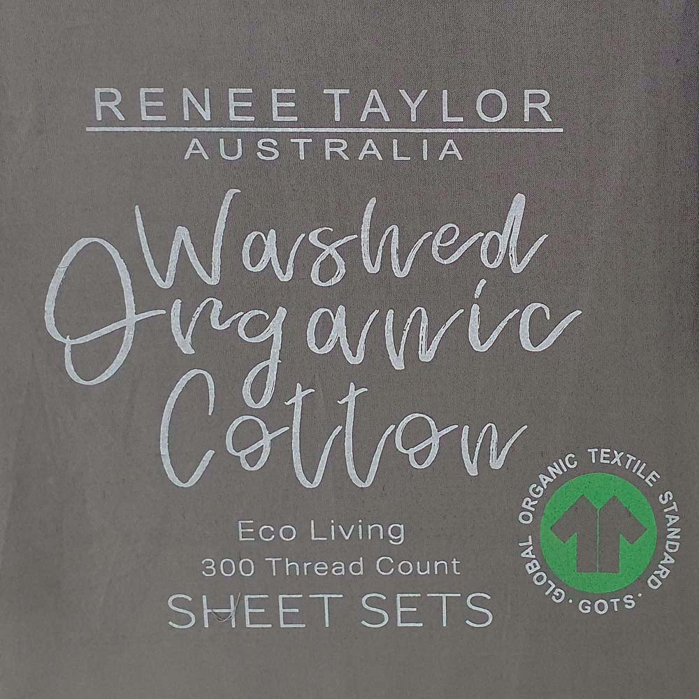 100% Organic Cotton Percale Sheet Set 300TC Steel Grey | Single Bed