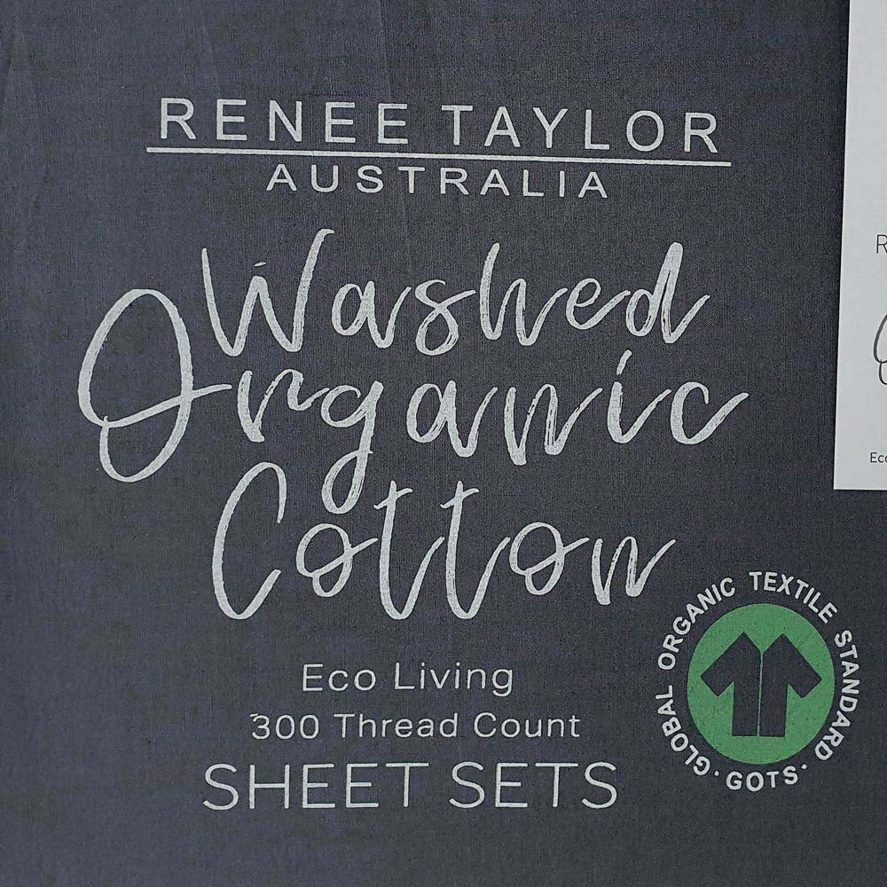 100% Organic Cotton Percale Sheet Set 300TC Turbulence | Queen 50cm Bed