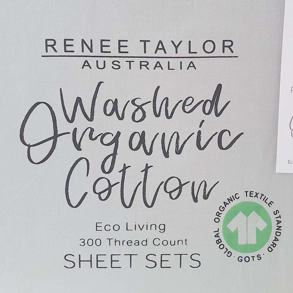 100% Organic Cotton Percale Sheet Set 300TC Vapour | Queen 50cm Bed