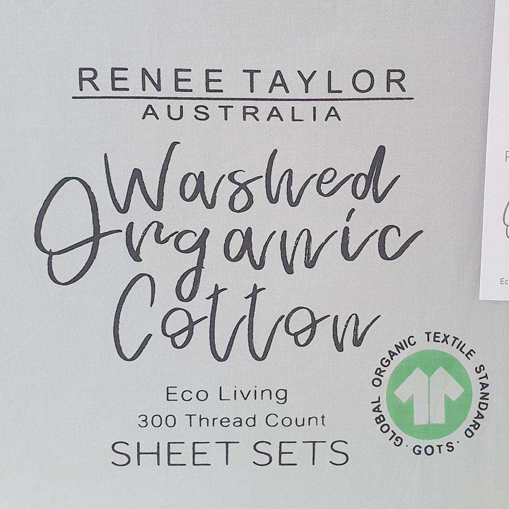 100% Organic Cotton Percale Sheet Set 300TC Vapour | Queen 50cm Bed
