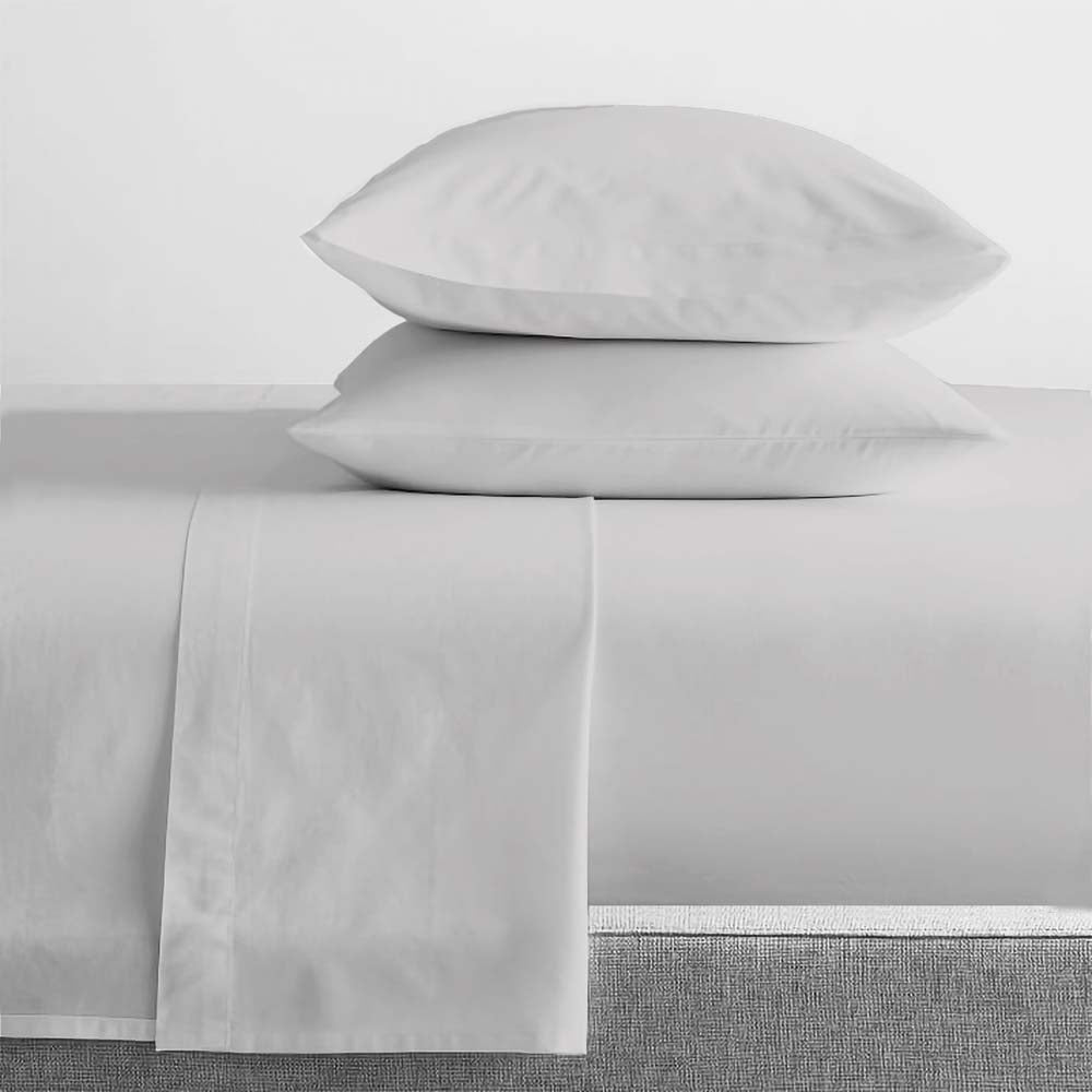 100% Organic Cotton Percale Sheet Set 300TC Vapour | Queen 50cm Bed
