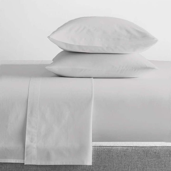 100% Organic Cotton Percale Sheet Set 300TC Vapour | Queen 50cm Bed