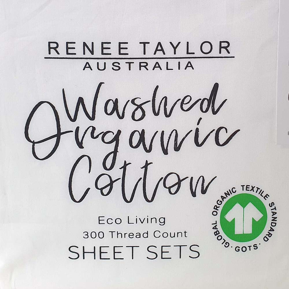 100% Organic Cotton Percale Sheet Set 300TC White | King Single Bed