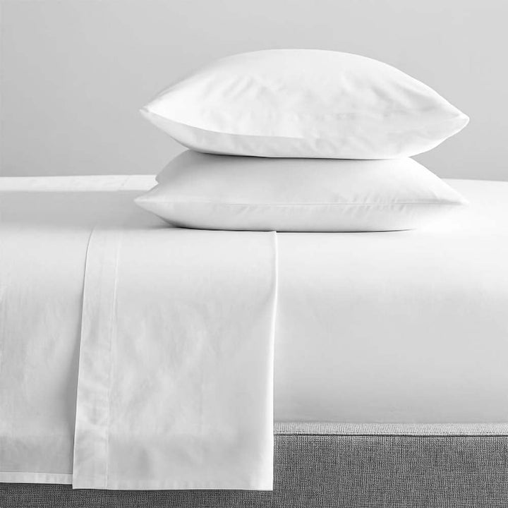 100% Organic Cotton Percale Sheet Set 300TC White | Queen Bed