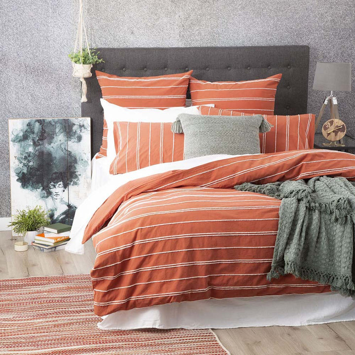 Hudson Paprika Quilt Cover Set | Queen Bed