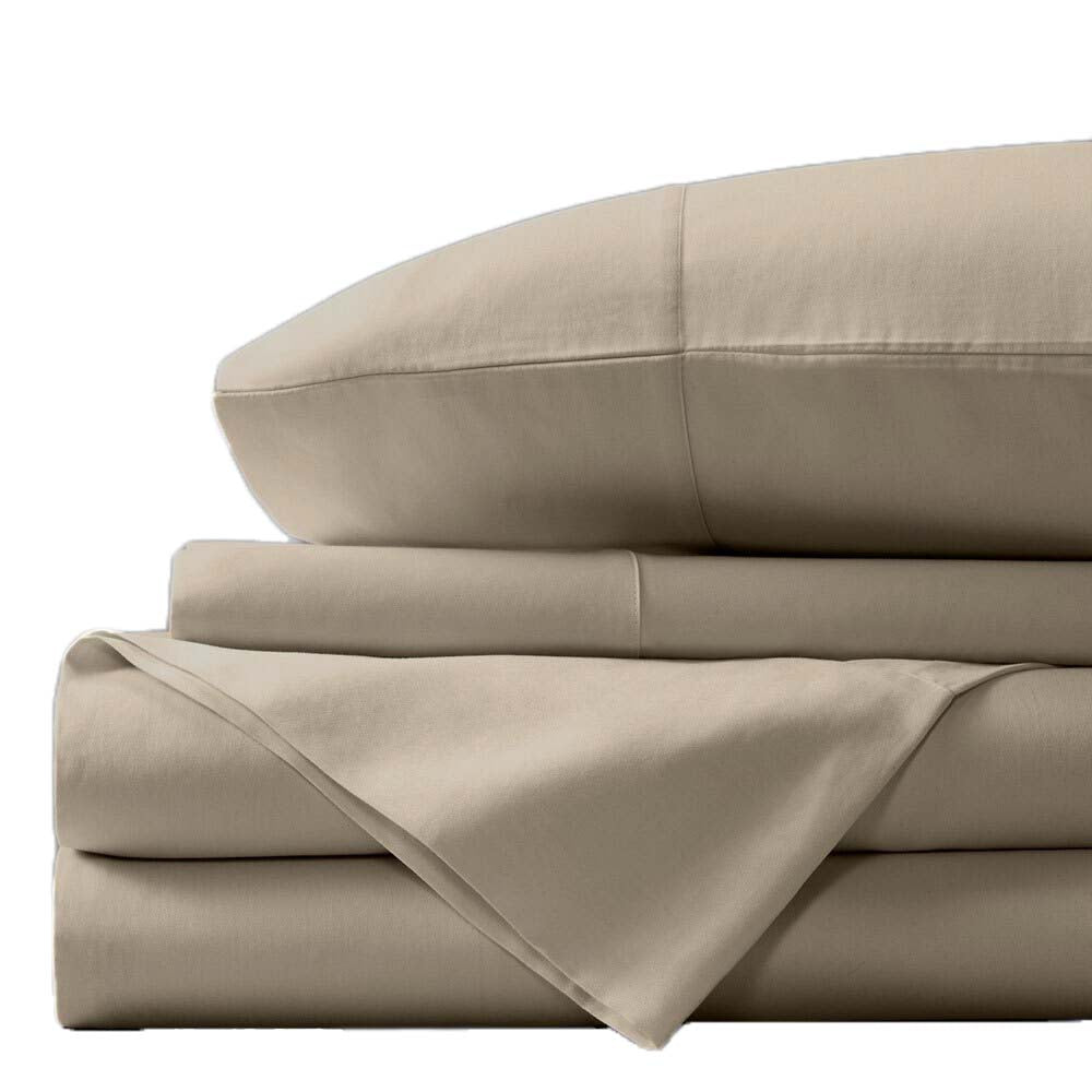 Luxury Bamboo Cotton Sheet Set 400TC Stone | Single Bed