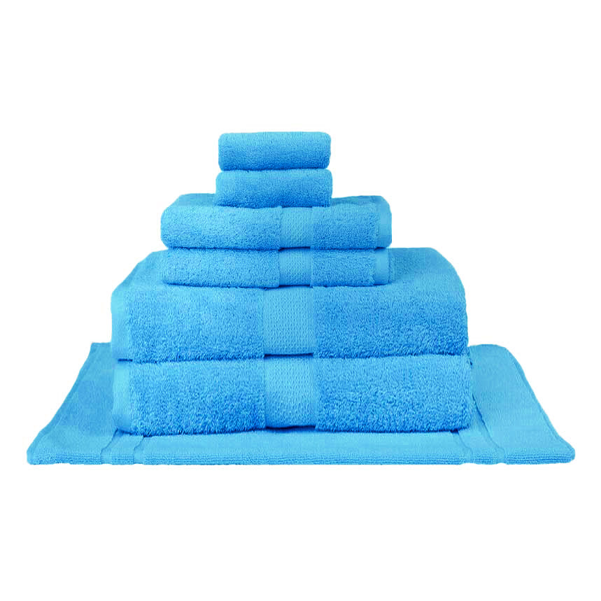 100% Combed Cotton Towels Aqua | 7pc Bath Sheet Set