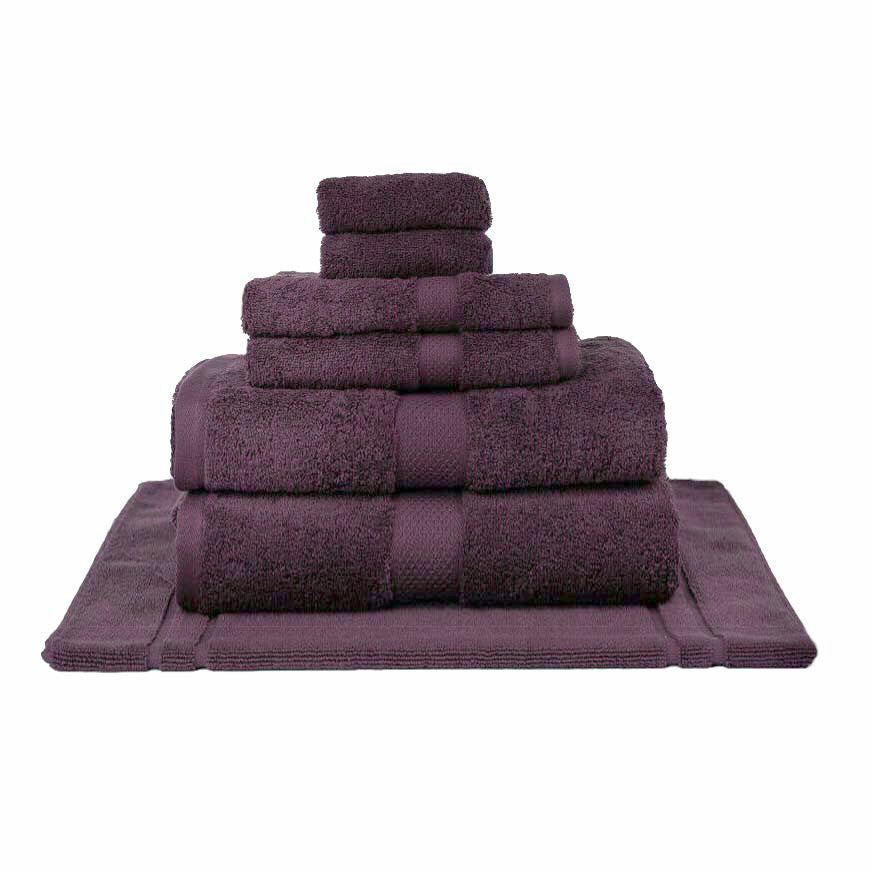 100% Combed Cotton Towels Aubergine | 7pc Bath Sheet Set