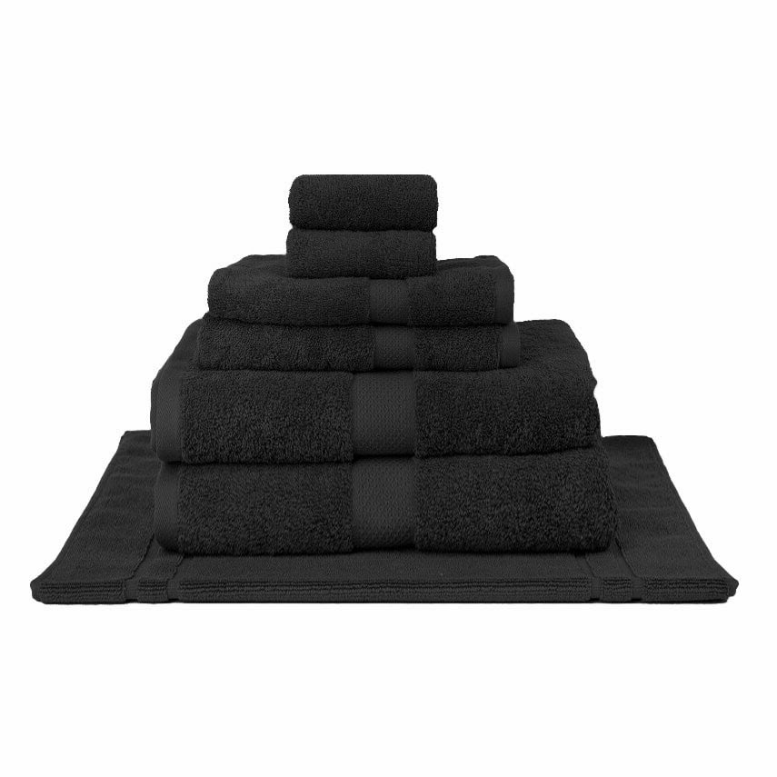 100% Combed Cotton Towels Black | 7pc Bath Sheet Set
