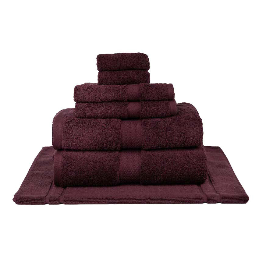 100% Combed Cotton Towels Burgundy | 7pc Bath Sheet Set