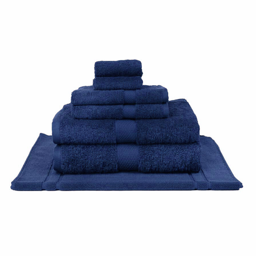 100% Combed Cotton Towels Navy | 7pc Bath Sheet Set