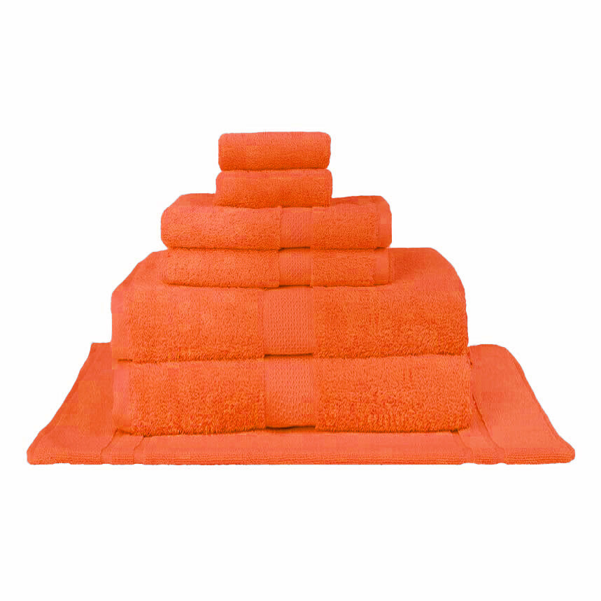 100% Combed Cotton Towels Orange | 7pc Bath Sheet Set