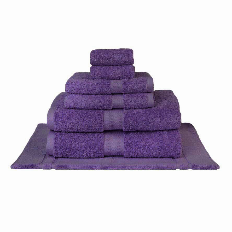 100% Combed Cotton Towels Purple | 7pc Bath Sheet Set