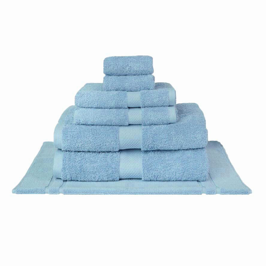 100% Combed Cotton Towels Sky Blue | 7pc Bath Sheet Set