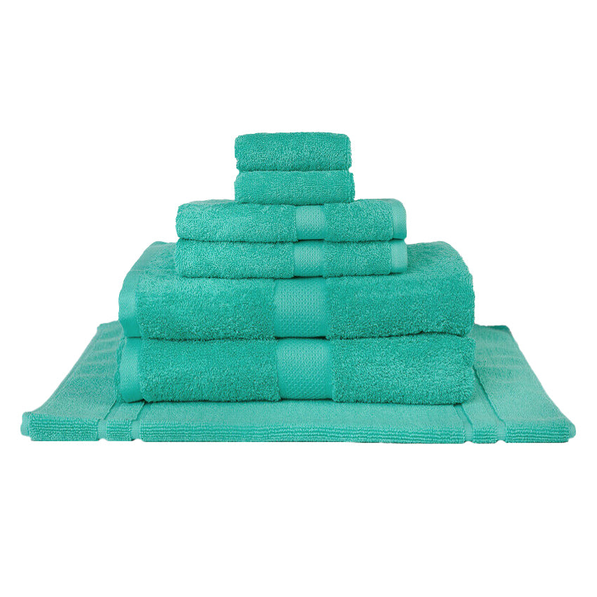100% Combed Cotton Towels Turquoise | 7pc Bath Sheet Set