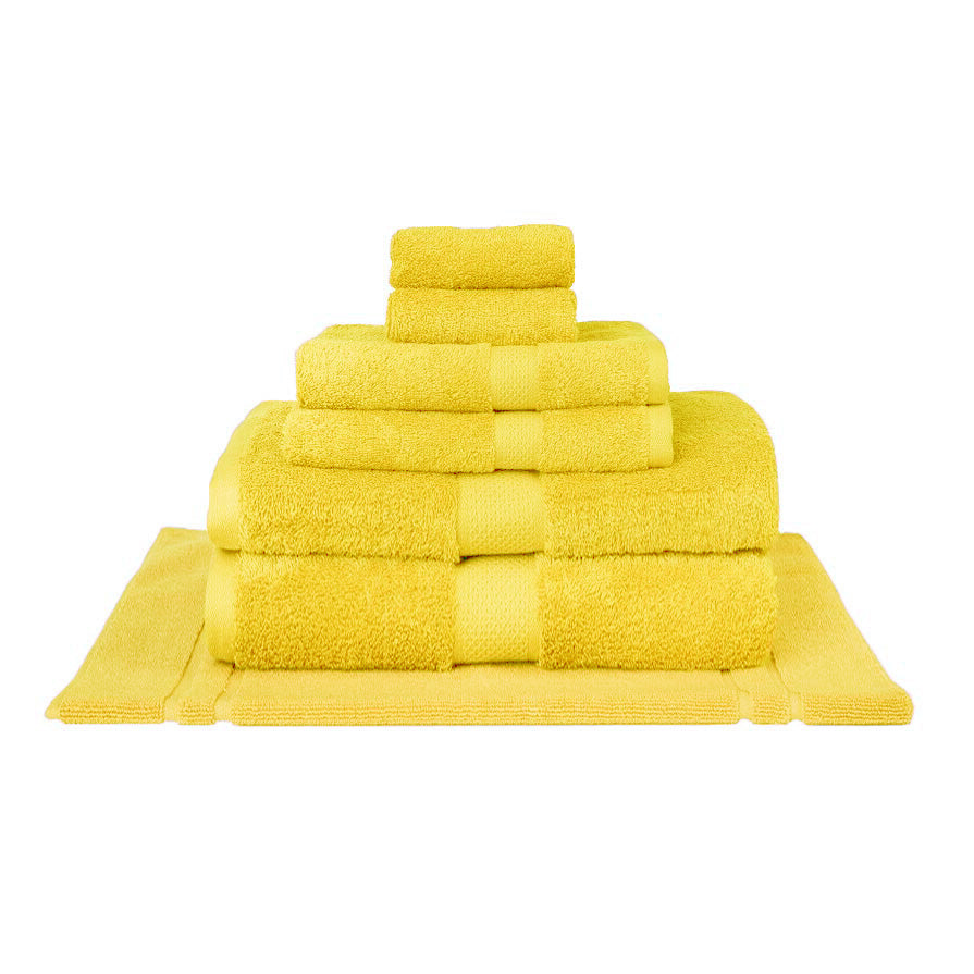 100% Combed Cotton Towels Yellow | 7pc Bath Sheet Set