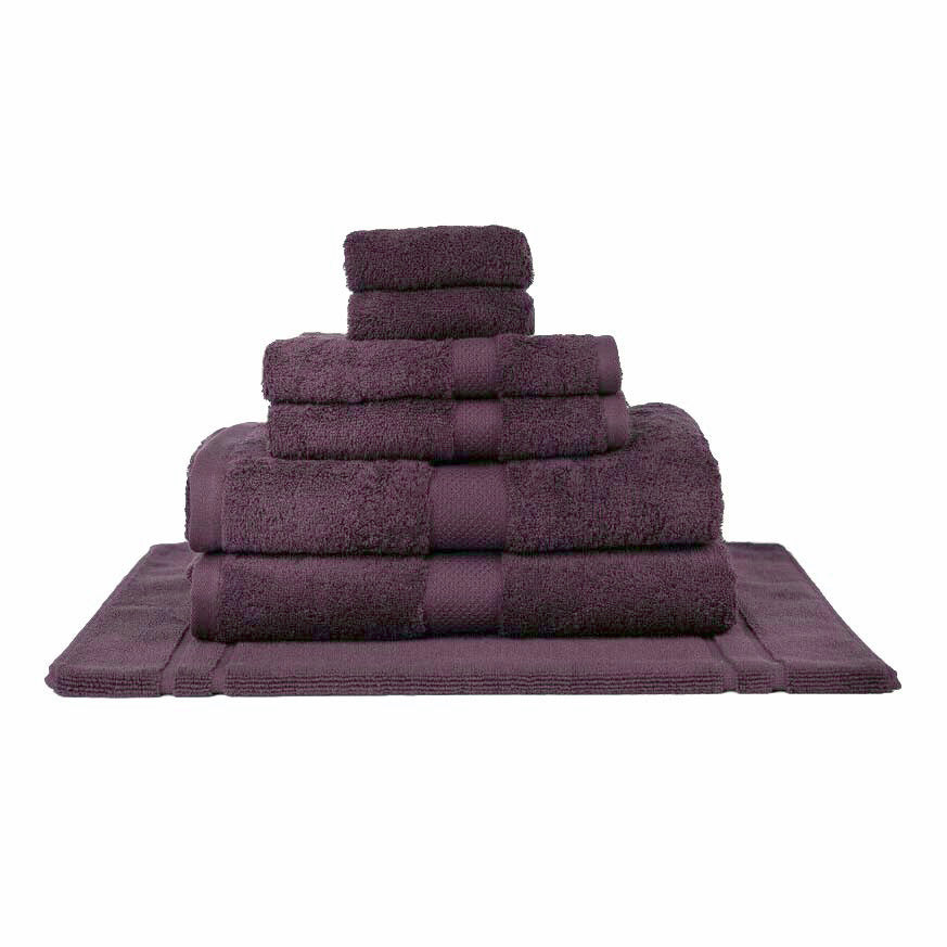 100% Combed Cotton Towels Aubergine  | 7pc Bath Towel Set