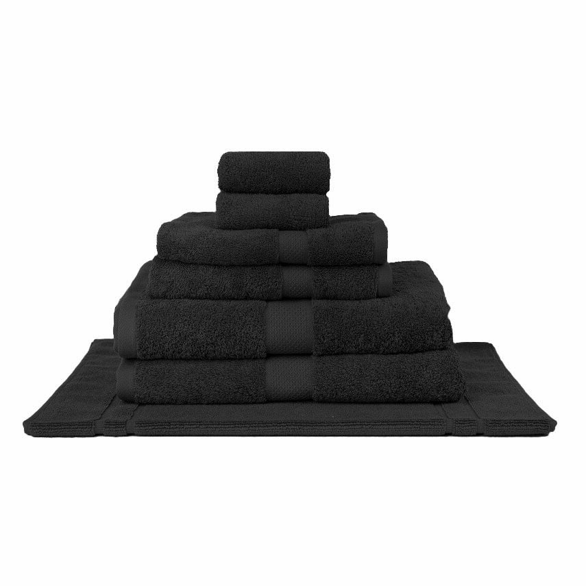 100% Combed Cotton Towels Black  | 7pc Bath Towel Set
