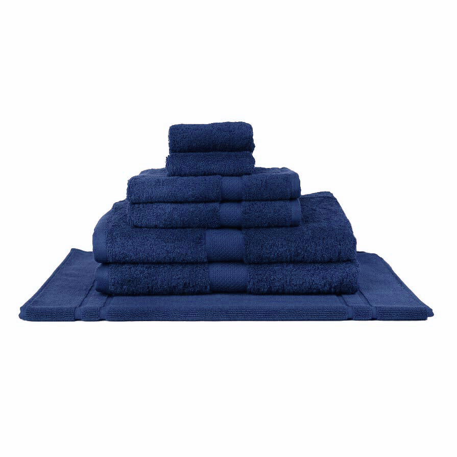 100% Combed Cotton Towels Navy | 7pc Bath Towel Set