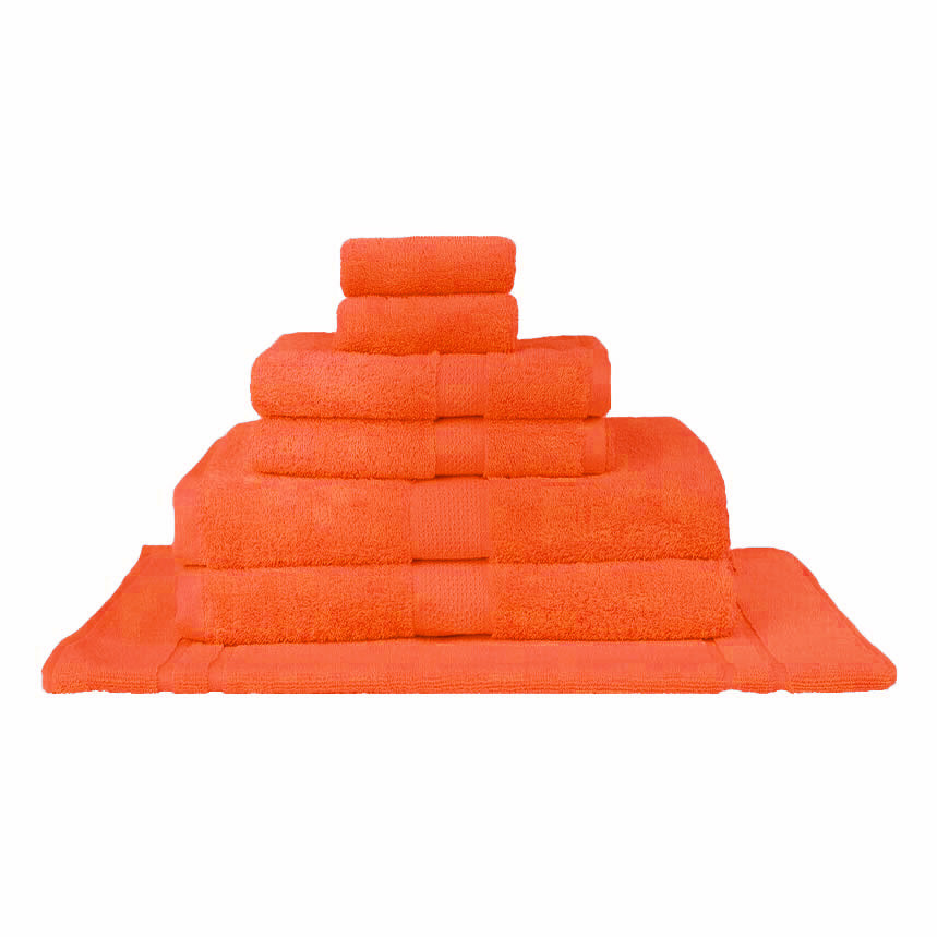 100% Combed Cotton Towels Orange | 7pc Bath Towel Set