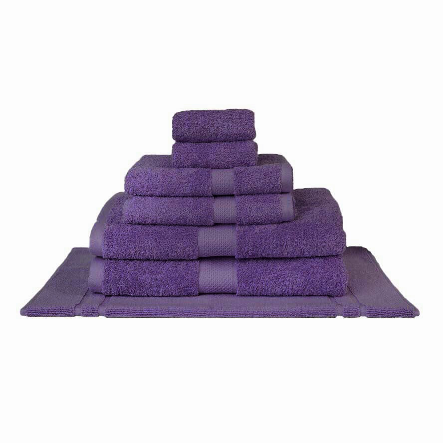 100% Combed Cotton Towels Purple  | 7pc Bath Towel Set