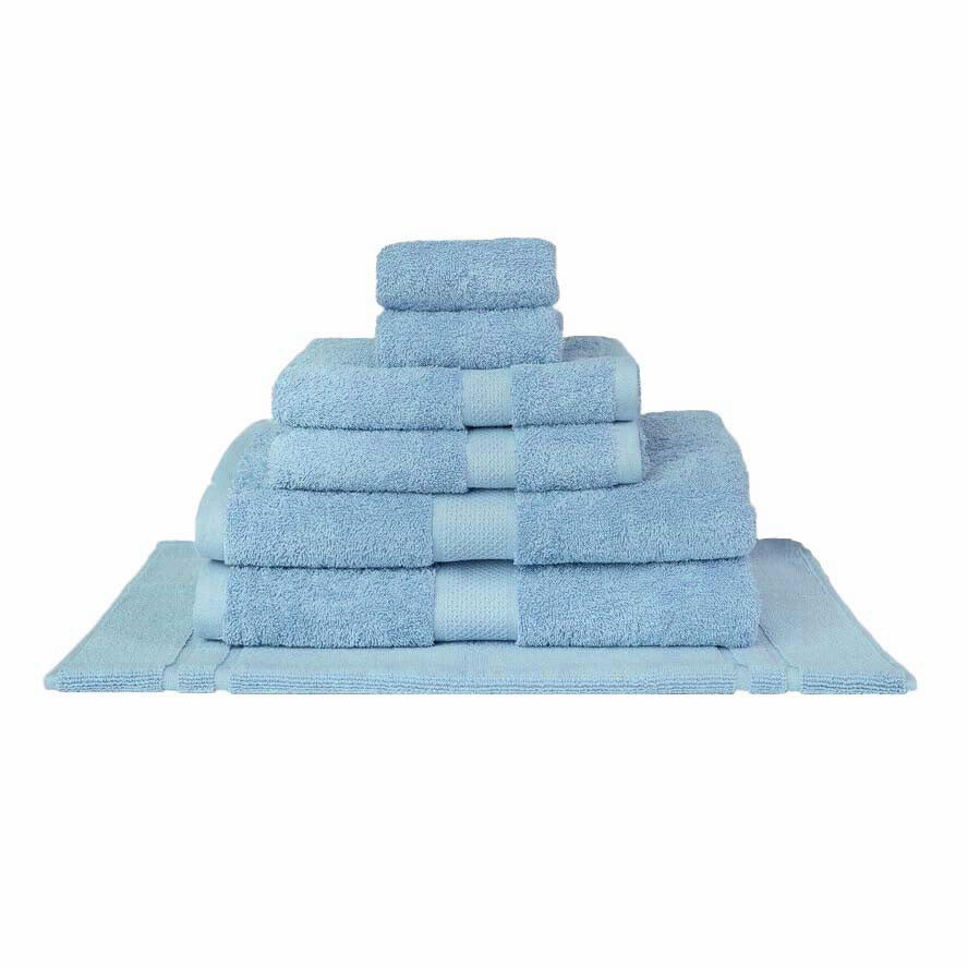100% Combed Cotton Towels Sky Blue | 7pc Bath Towel Set