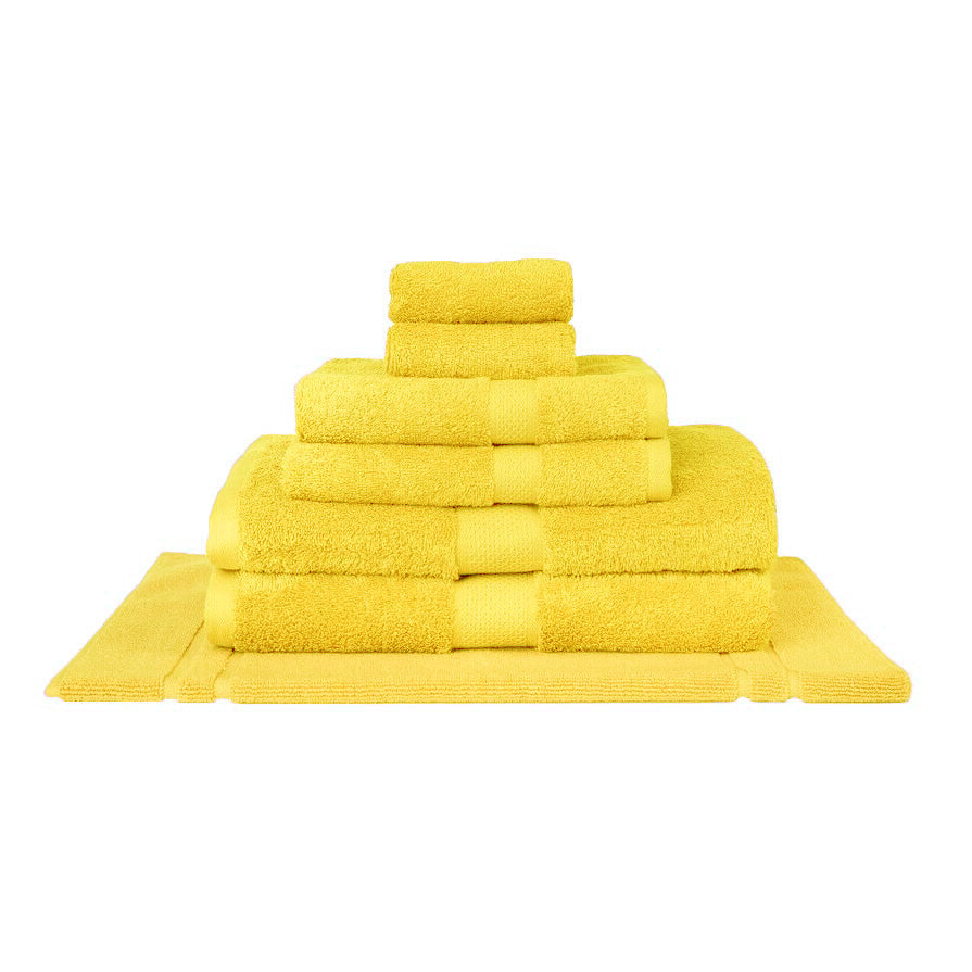 100% Combed Cotton Towels Yellow | 7pc Bath Towel Set