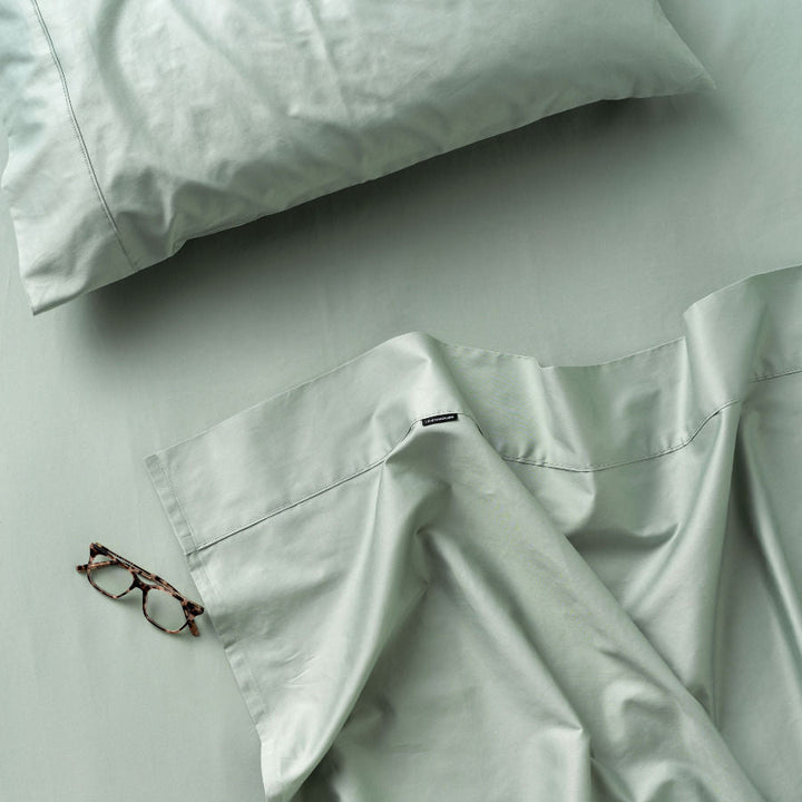 Augusta 100% Cotton Sheet Set 500TC Green Gum | Single Bed 50cm