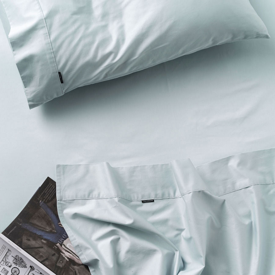 Augusta 100% Cotton Sheet Set 500TC Pale Blue | Super King 50cm
