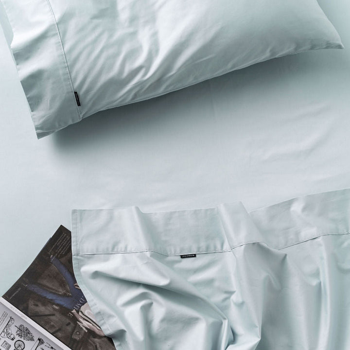 Augusta 100% Cotton Sheet Set 500TC Pale Blue | Super King 50cm