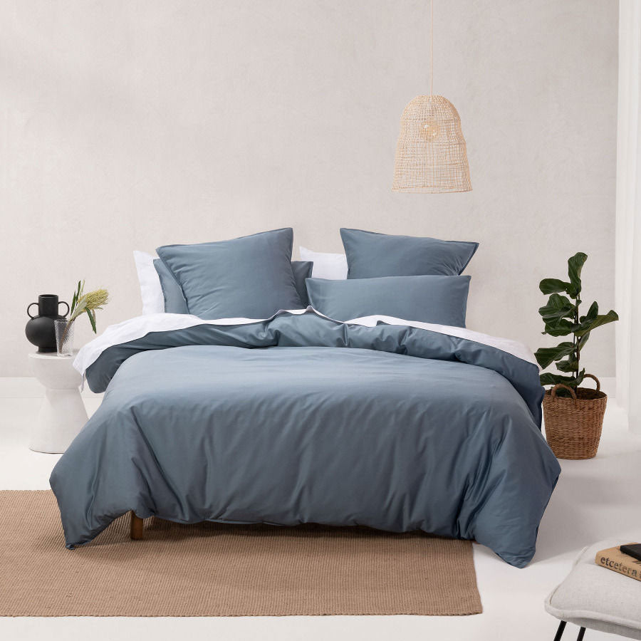 Nara Bluestone Bamboo Cotton Quilt Cover Set | Single Bed