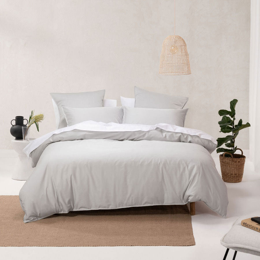 Nara Silver Bamboo Cotton Quilt Cover Set | Double Bed