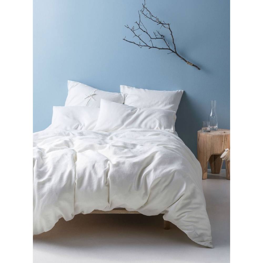 Nimes White Linen Quilt Cover Set | Queen Bed