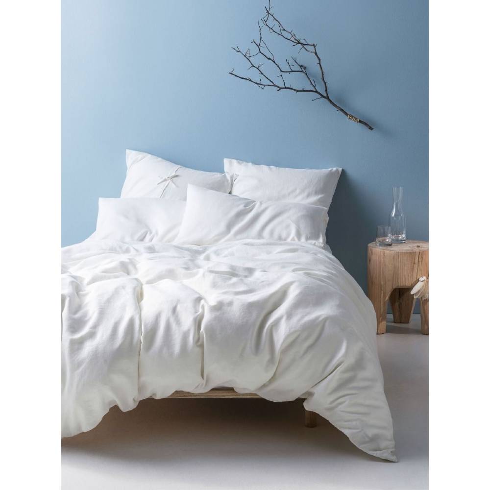 Nimes White Linen Quilt Cover Set | King Bed