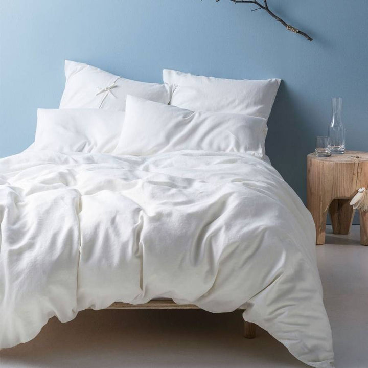 Nimes White Linen Quilt Cover Set | King Bed
