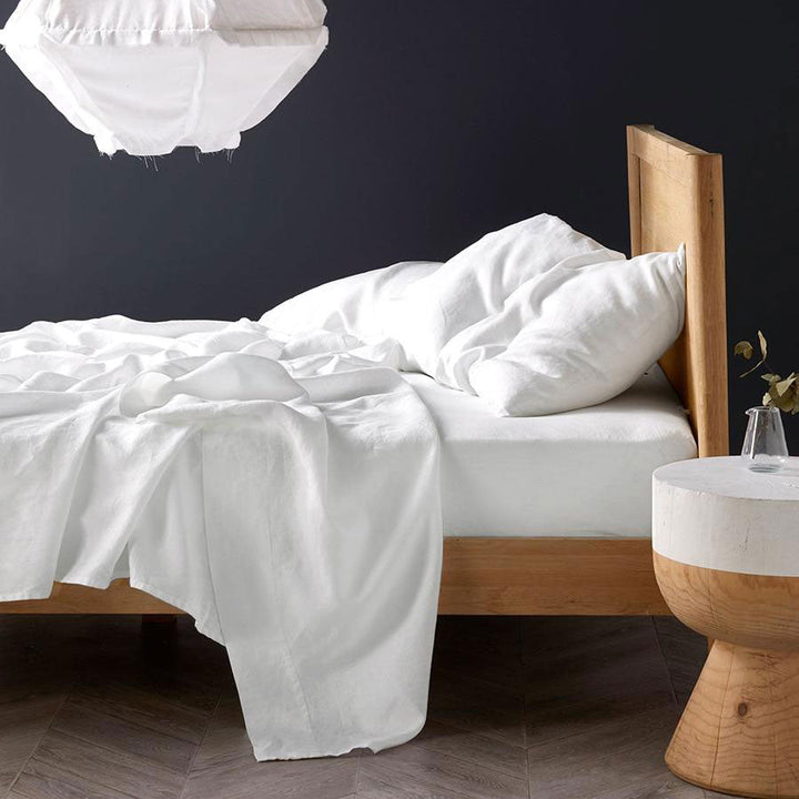 Nimes White Linen Sheet Set | Queen Bed 50cm
