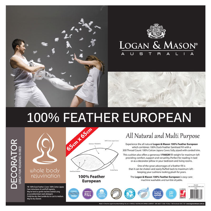 100% Feather European / Decorator Pillow Insert