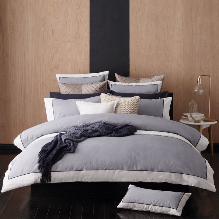 Essex Navy Quilt Cover Set | King Bed