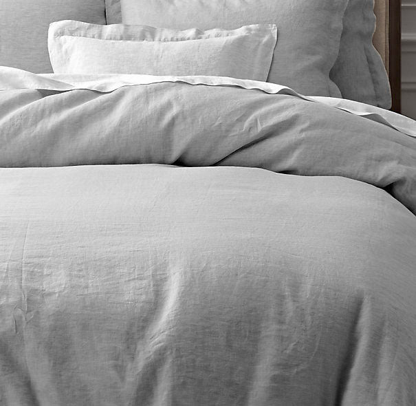 Doux 100% Linen Grey Quilt Cover Set | King Bed